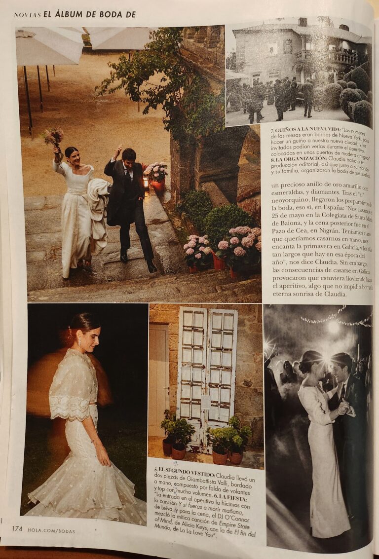 artículo en la revista Novias sobre un ramo de novia realizado por Papavero para esta ceremonia de bodas